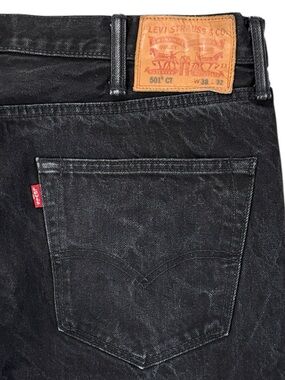 Levis 501 CT Custom Tapered Black Jeans Marbled Charcoal Wash 38x32 Fits 36x30